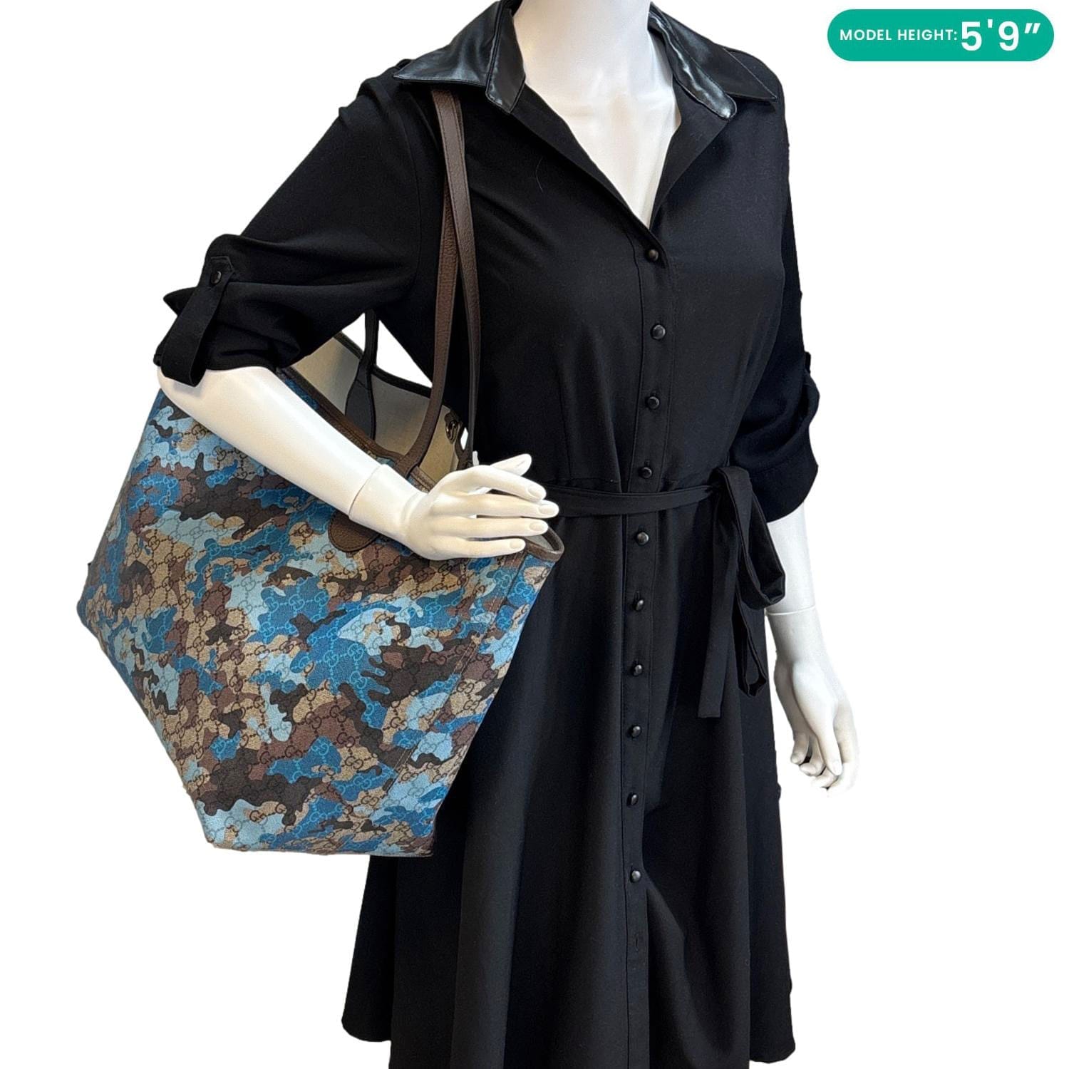 GUCCI Camouflage Large GG Supreme Canvas Tote Bag Blue 856774