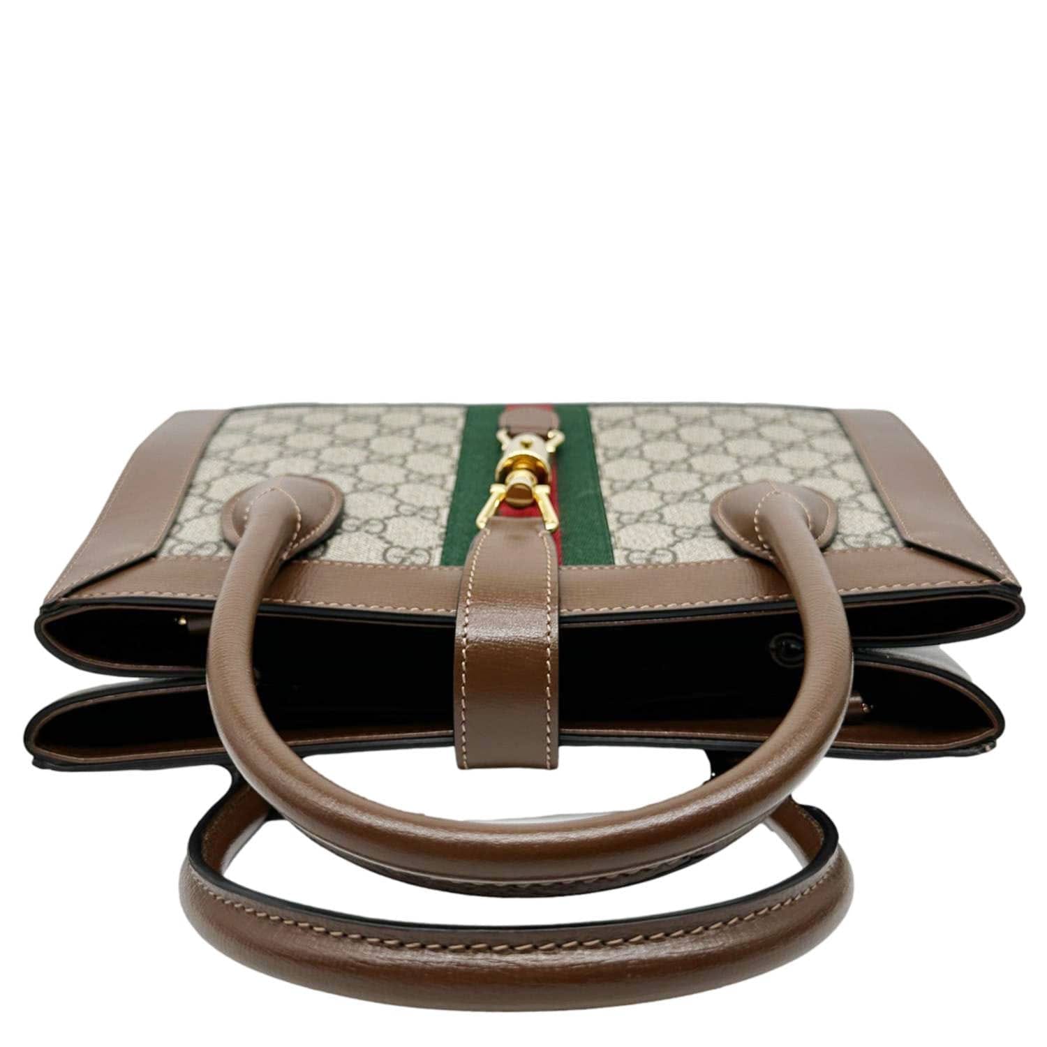 GUCCI Jackie 1961 Medium Web GG Supreme Canvas Tote Bag Beige 649016