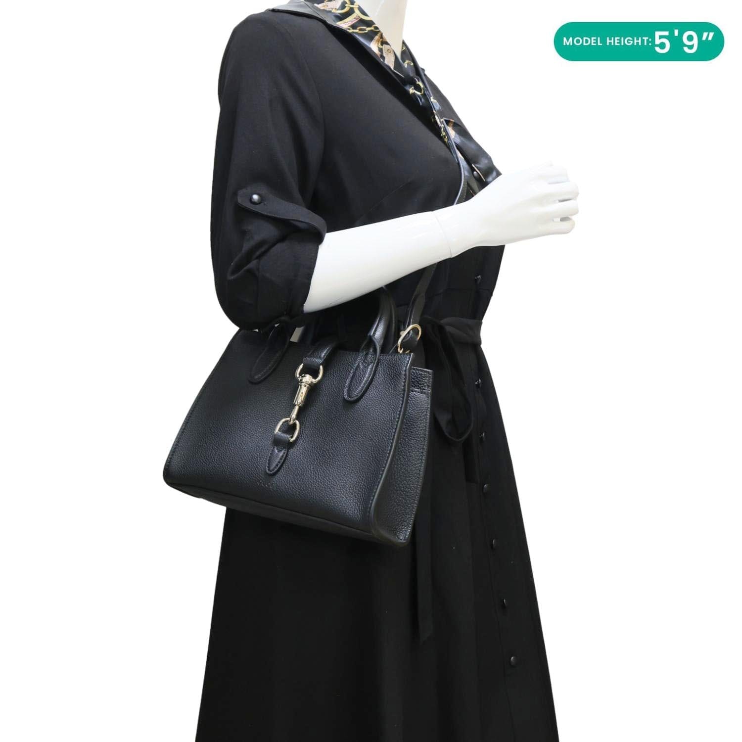 GUCCI Jackie Small Soft Grainy Leather Tote Bag Black 795349