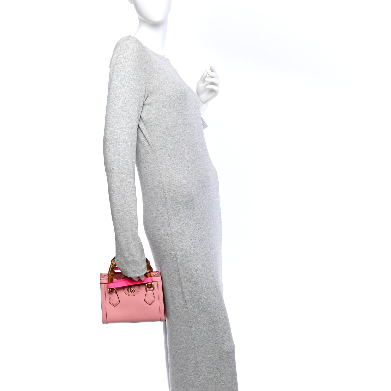 Gucci Wonka Grain Calfskin Mini Diana Tote Bag Wild Rose Fuxia Fluo