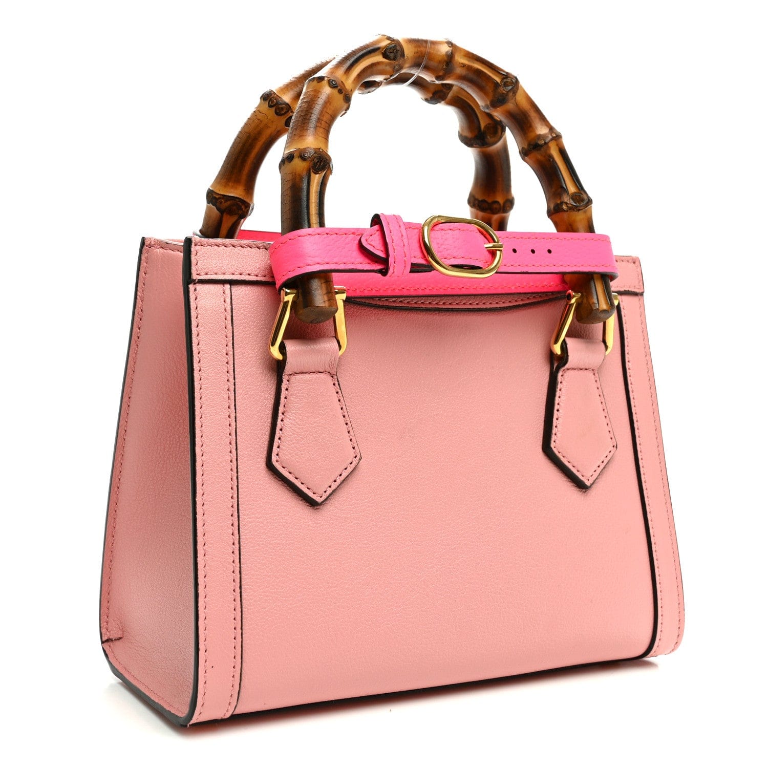 Gucci Wonka Grain Calfskin Mini Diana Tote Bag Wild Rose Fuxia Fluo