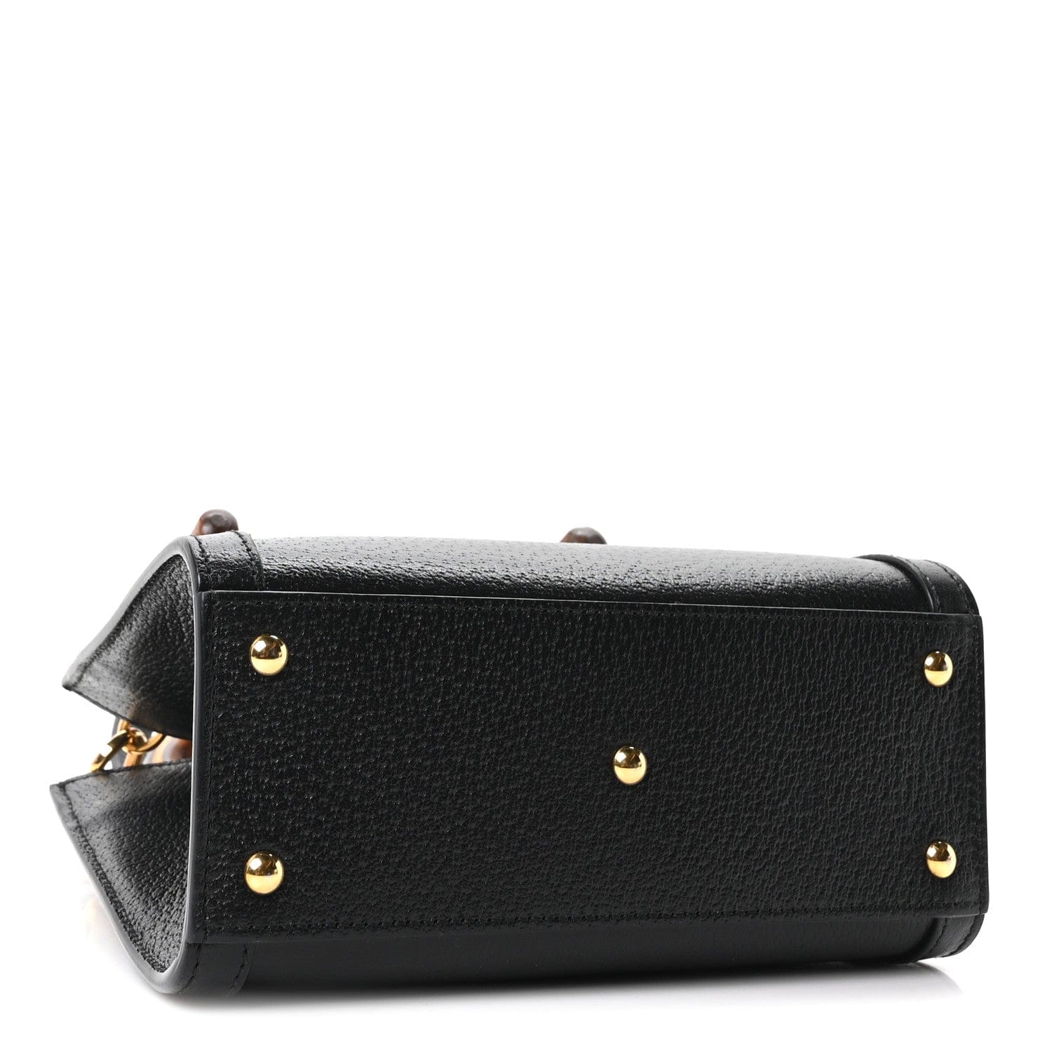 Gucci Textured Dollar Calfskin Web Mini Diana Tote Bag Black Dusty Grey