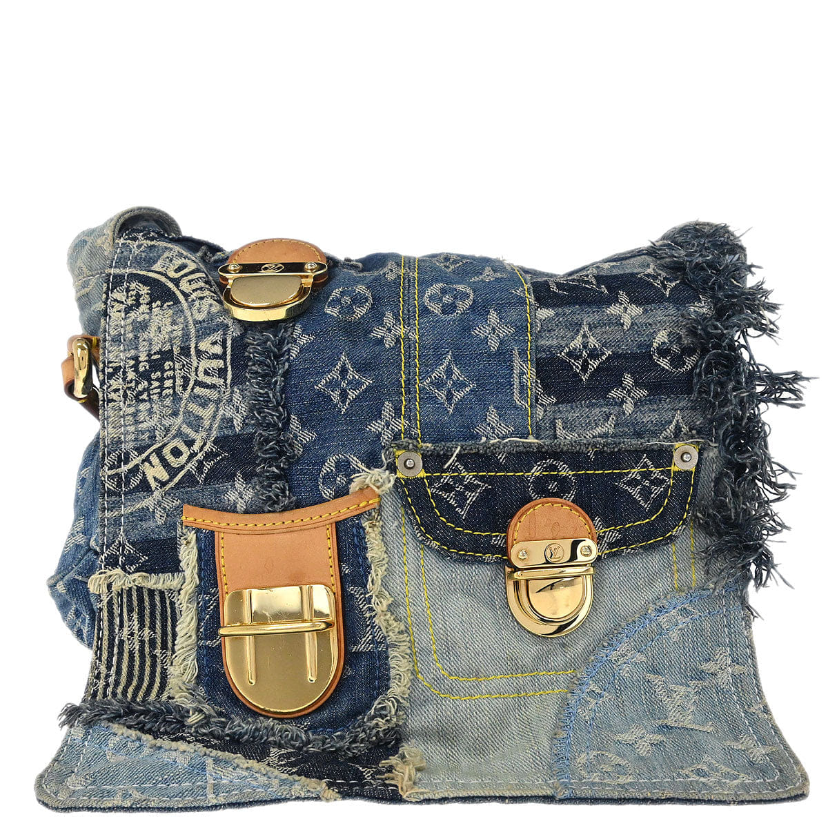 Louis Vuitton Monogram Denim Patchwork Postie 2way Shoulder Handbag M95374