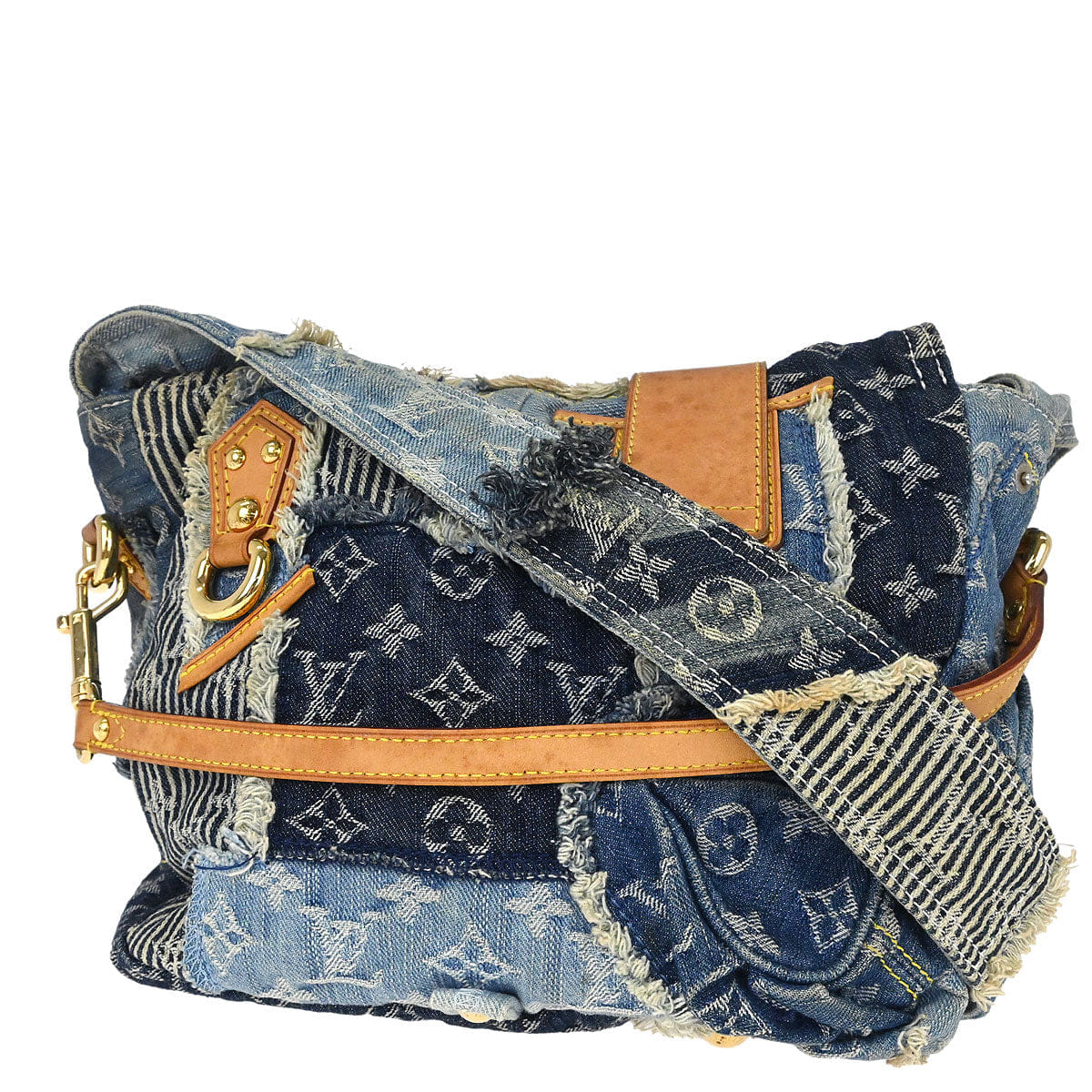 Louis Vuitton Monogram Denim Patchwork Postie 2way Shoulder Handbag M95374