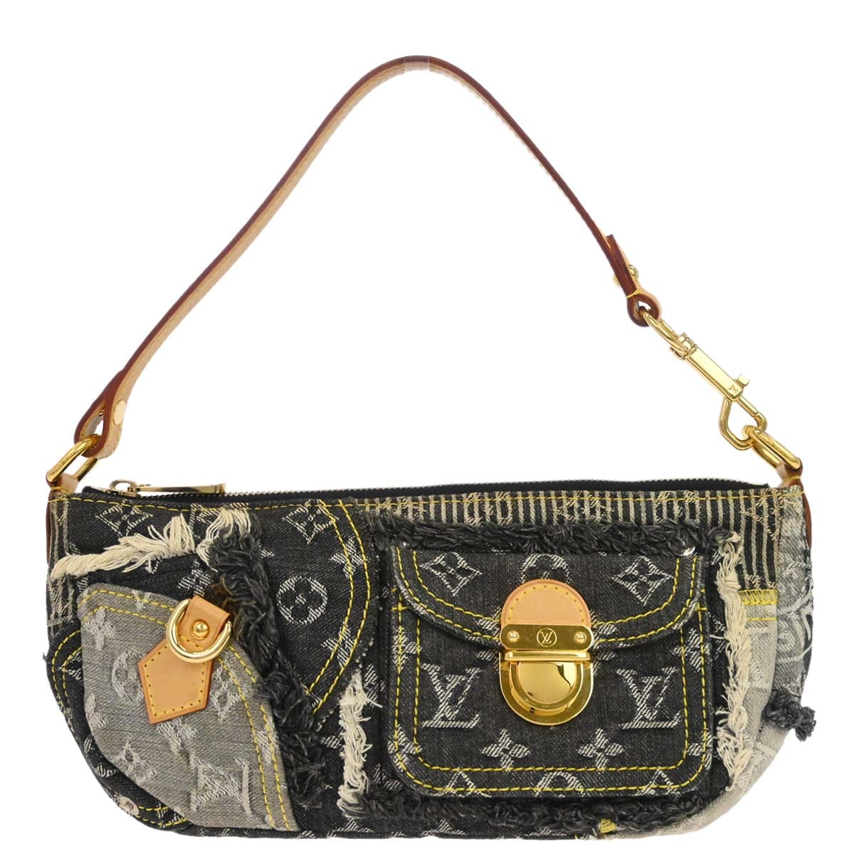 Louis Vuitton Gray Monogram Denim Patchwork Pouchy Handbag M95383