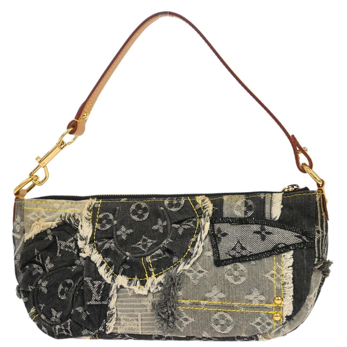 Louis Vuitton Gray Monogram Denim Patchwork Pouchy Handbag M95383