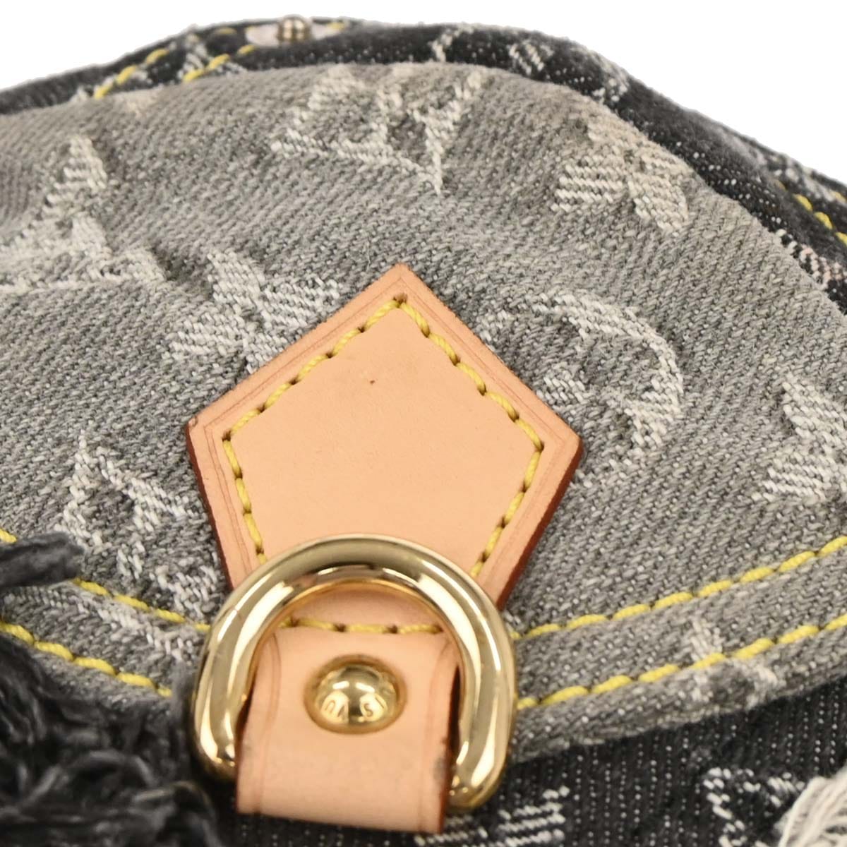Louis Vuitton 2007 Gray Monogram Denim Patchwork Pouchy Handbag M95383