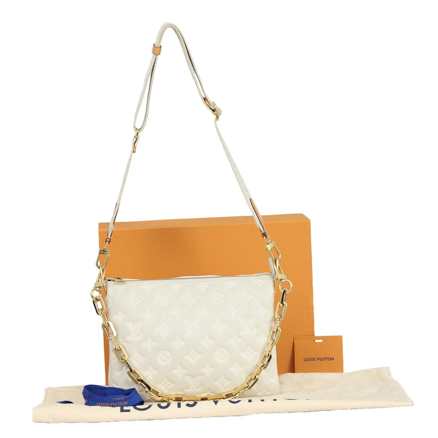 LOUIS VUITTON WHITE COUSSIN PM HANDBAG