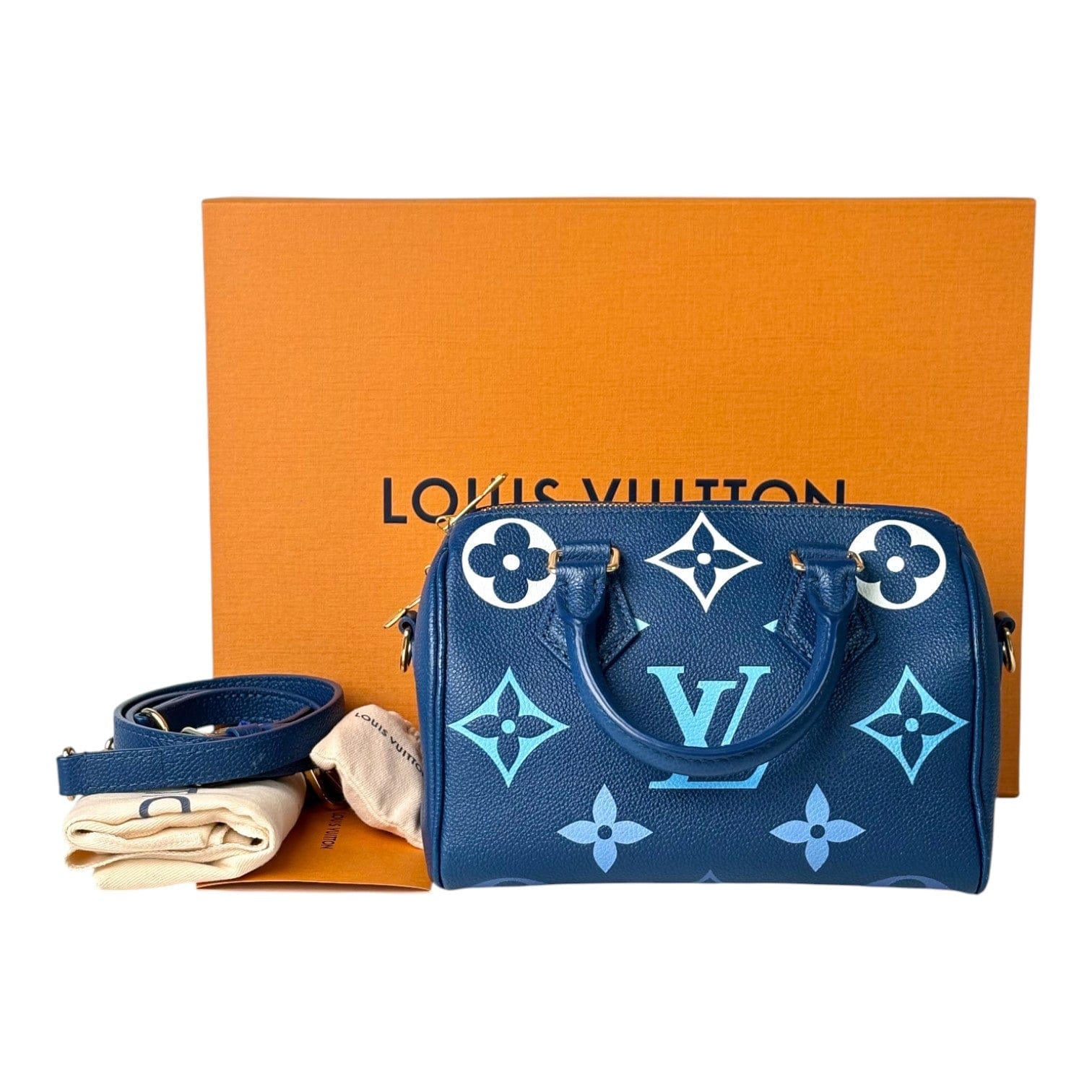 Louis Vuitton Speedy 20 cm Blue Bag - Full Set
