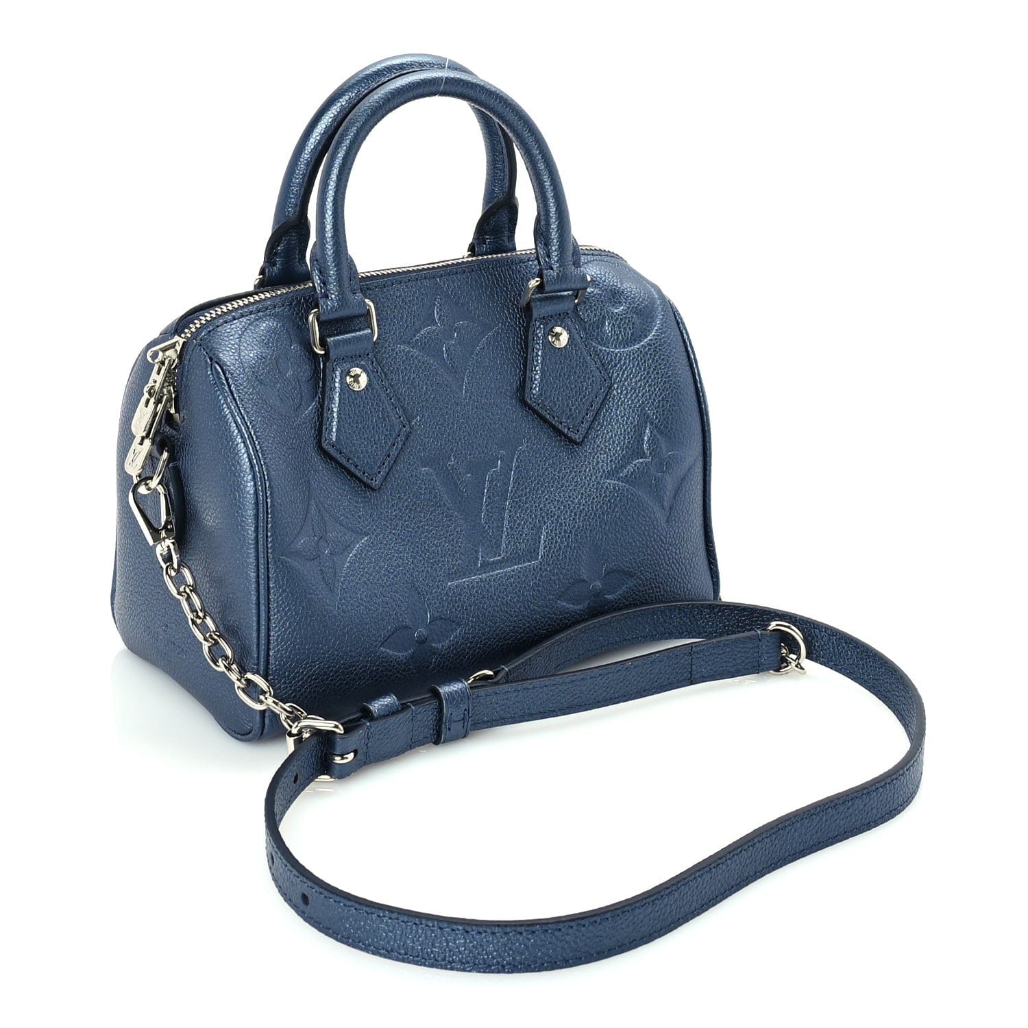 Louis Vuitton Metallic Empreinte Monogram Giant Speedy Bandouliere 20 Navy Nacre