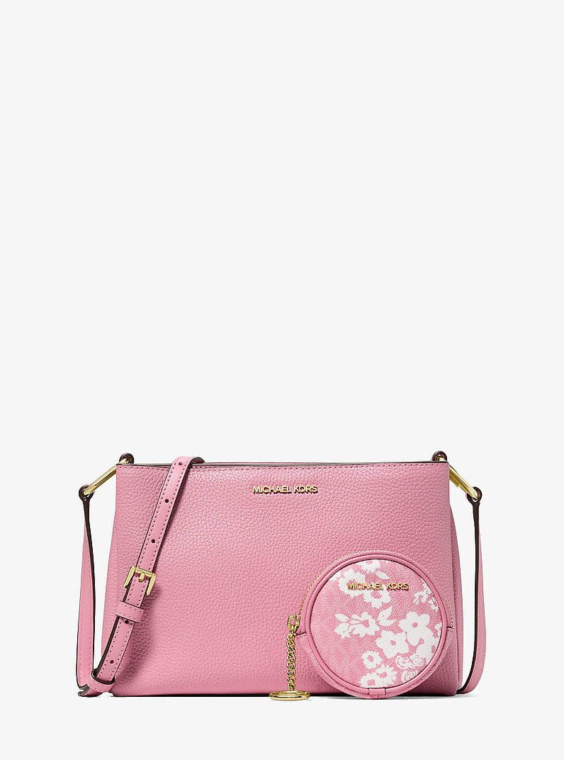 Michael Kors Trisha Pebbled Leather Crossbody Bag With Pouch Carnation