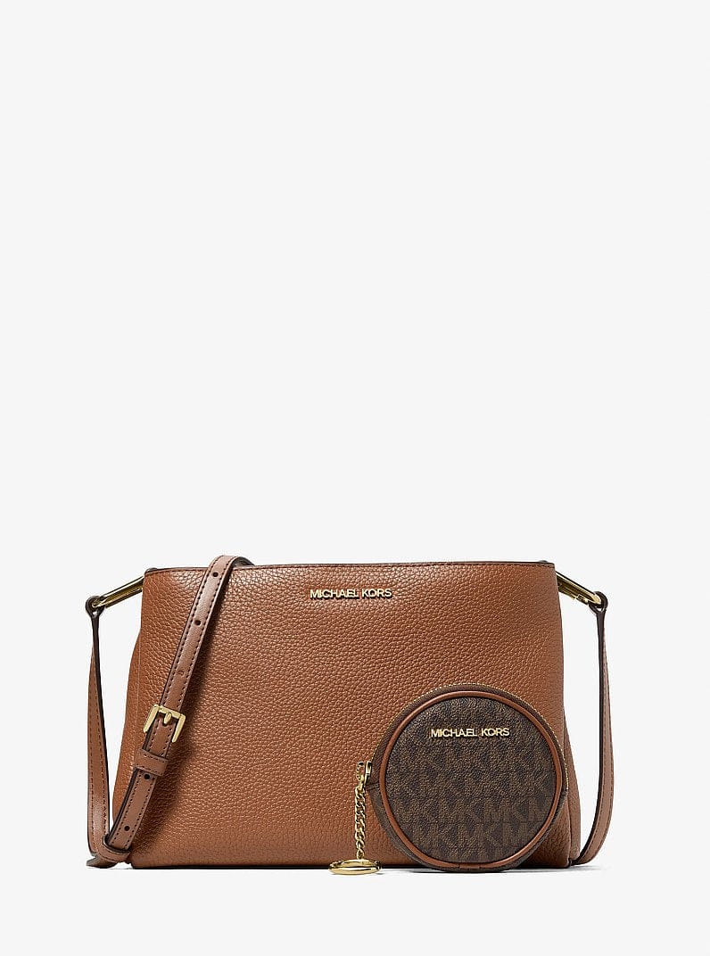 Michael Kors Trisha Pebbled Leather Crossbody Bag With Pouch Gift Set Luggage