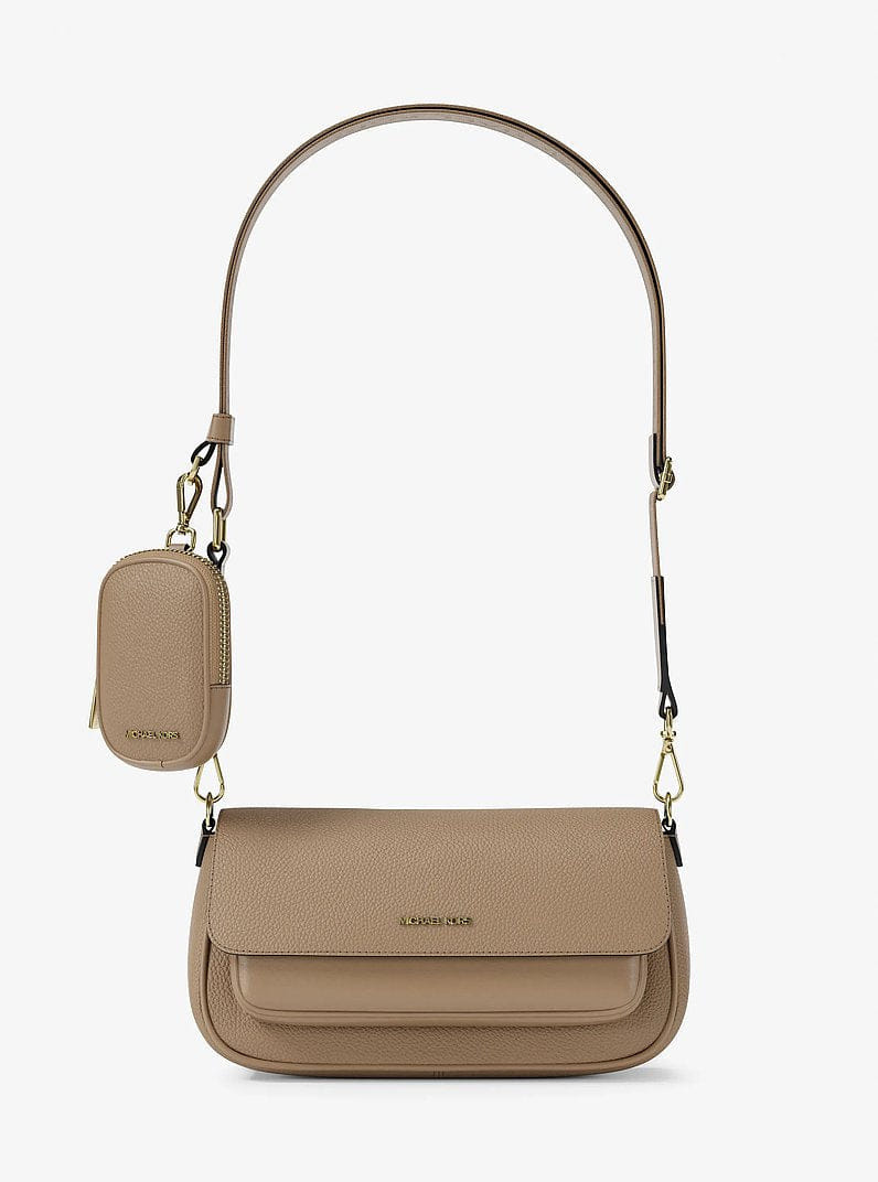 Michael Kors Jet Set Travel Small Pebbled Leather Crossbody Bag With Pouch Camel