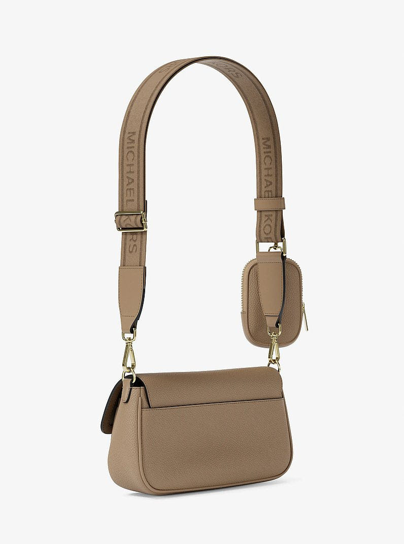 Michael Kors Jet Set Travel Small Pebbled Leather Crossbody Bag With Pouch Camel