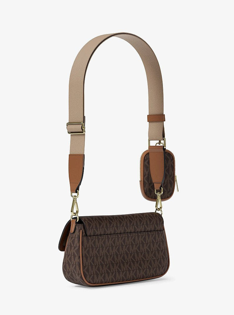 Michael Kors Jet Set Travel Small Signature Logo Crossbody Bag With Pouch Brown