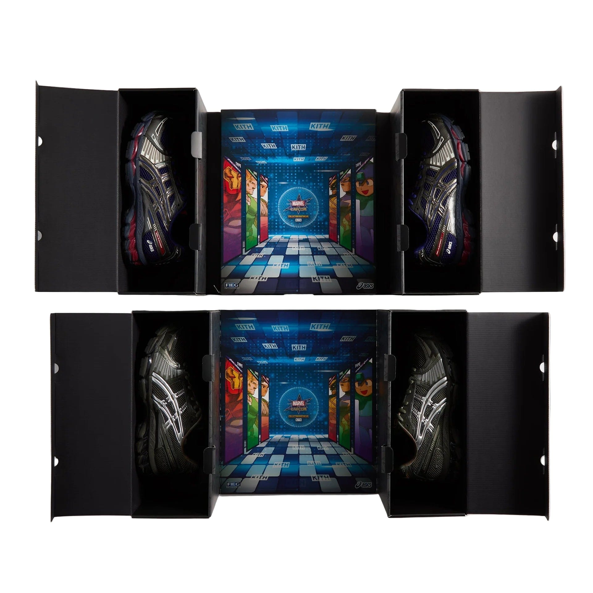 ASICS Marvel vs. Capcom | Kith Asics Gel Kayano 12.1 Captain America vs. Guile Double Box