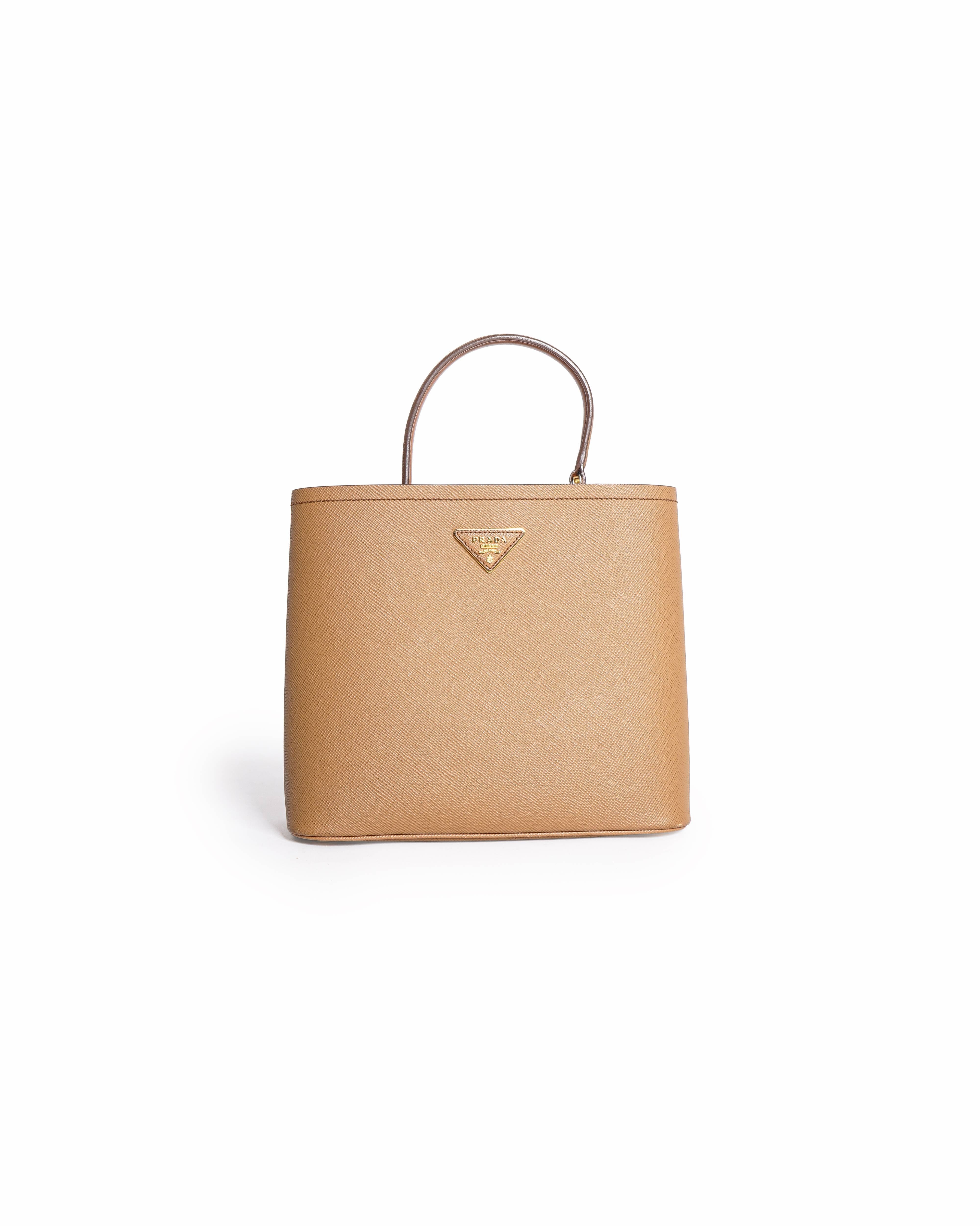 Prada Panier Saffiano Leather 2 - Way Bucket Handbag