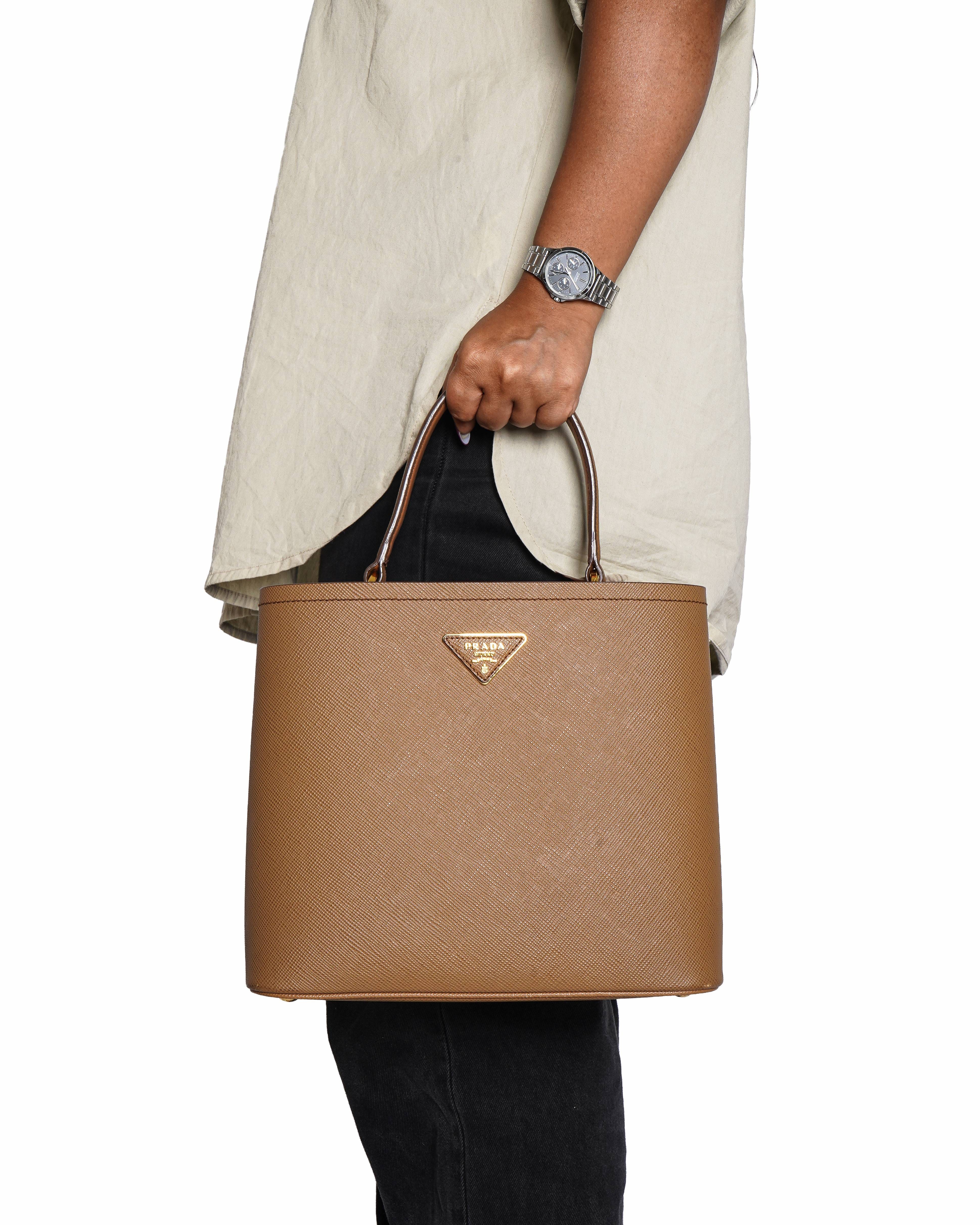Prada Panier Saffiano Leather 2 - Way Bucket Handbag