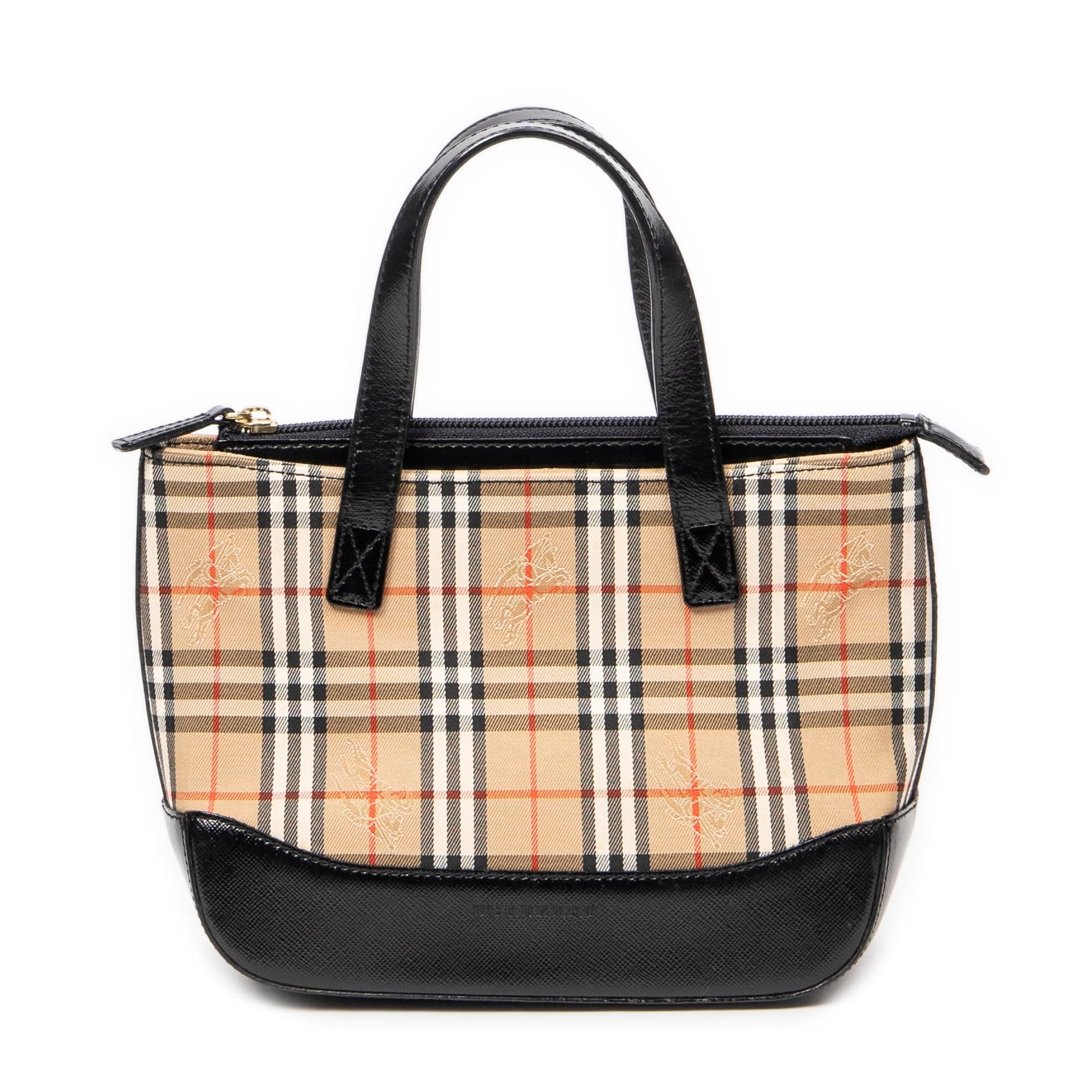 Burberry Beige/Black Canvas Small Zip Handbag AAZ6184