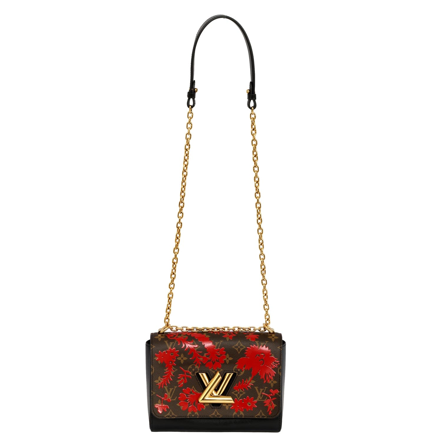 LOUIS VUITTON RED FLORAL BOTANICAL PRINT TWIST MM HANDBAG