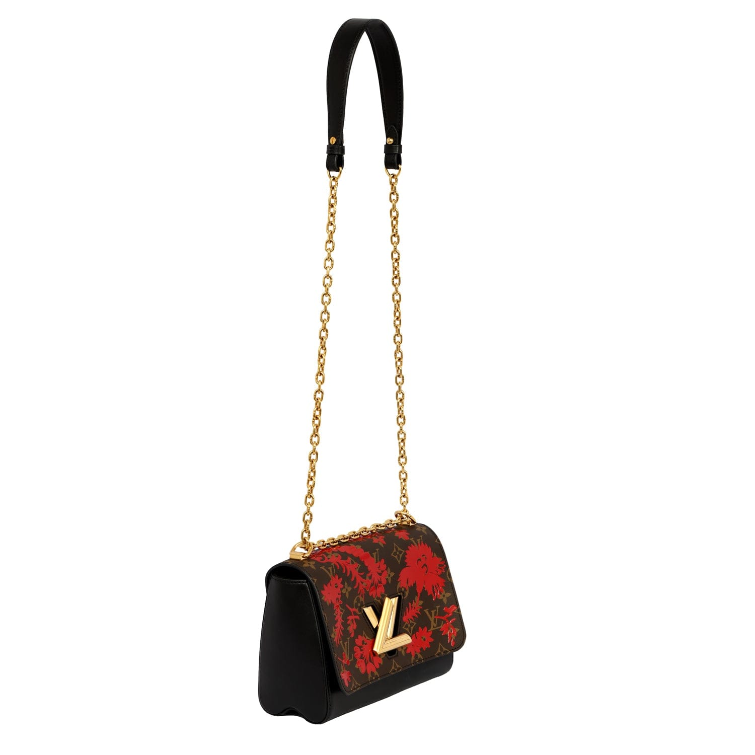 LOUIS VUITTON RED FLORAL BOTANICAL PRINT TWIST MM HANDBAG
