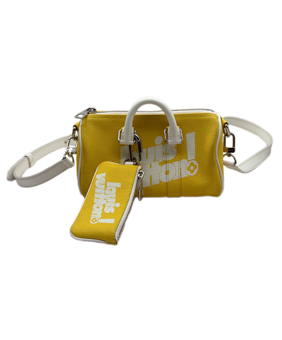 Louis Vuitton Yellow & White Leather Handbag