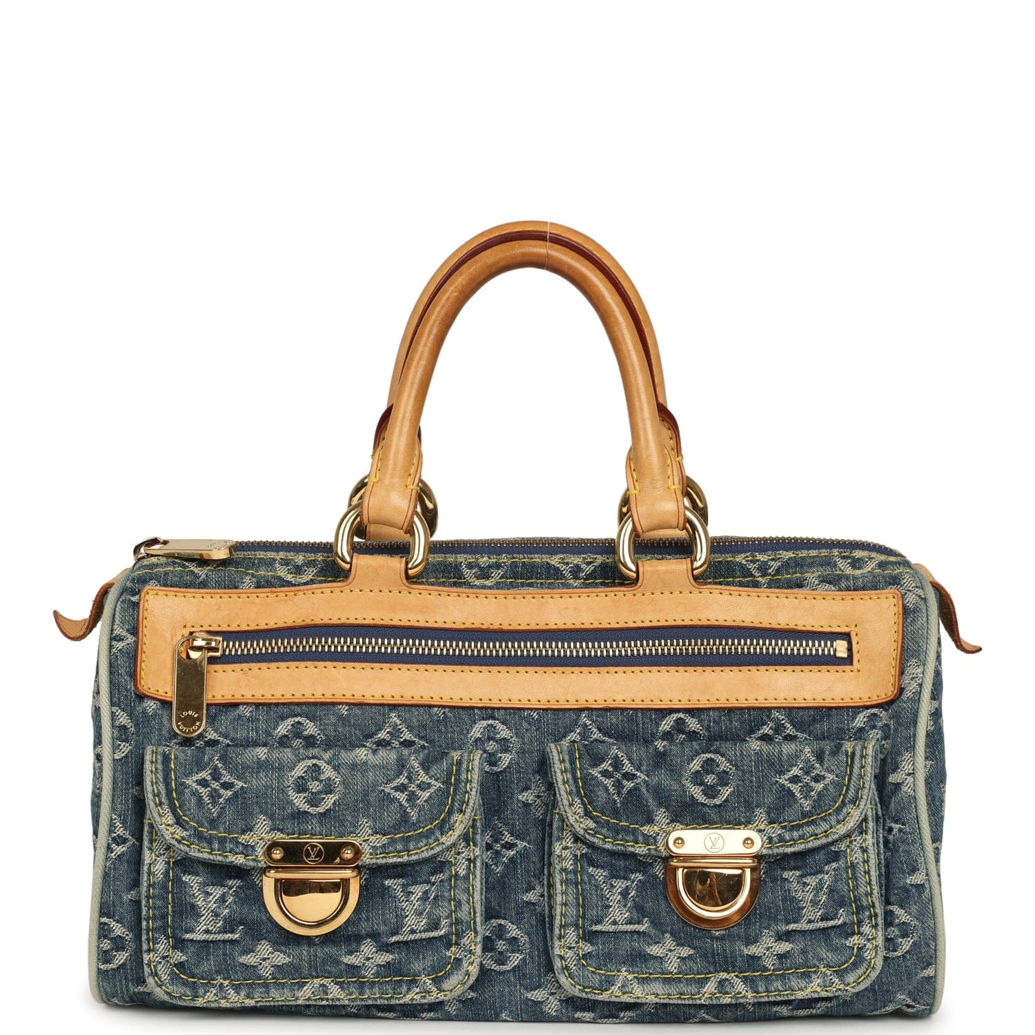 Louis Vuitton Vintage Louis Vuitton Neo Speedy Blue Denim Monogram Gold Hardware