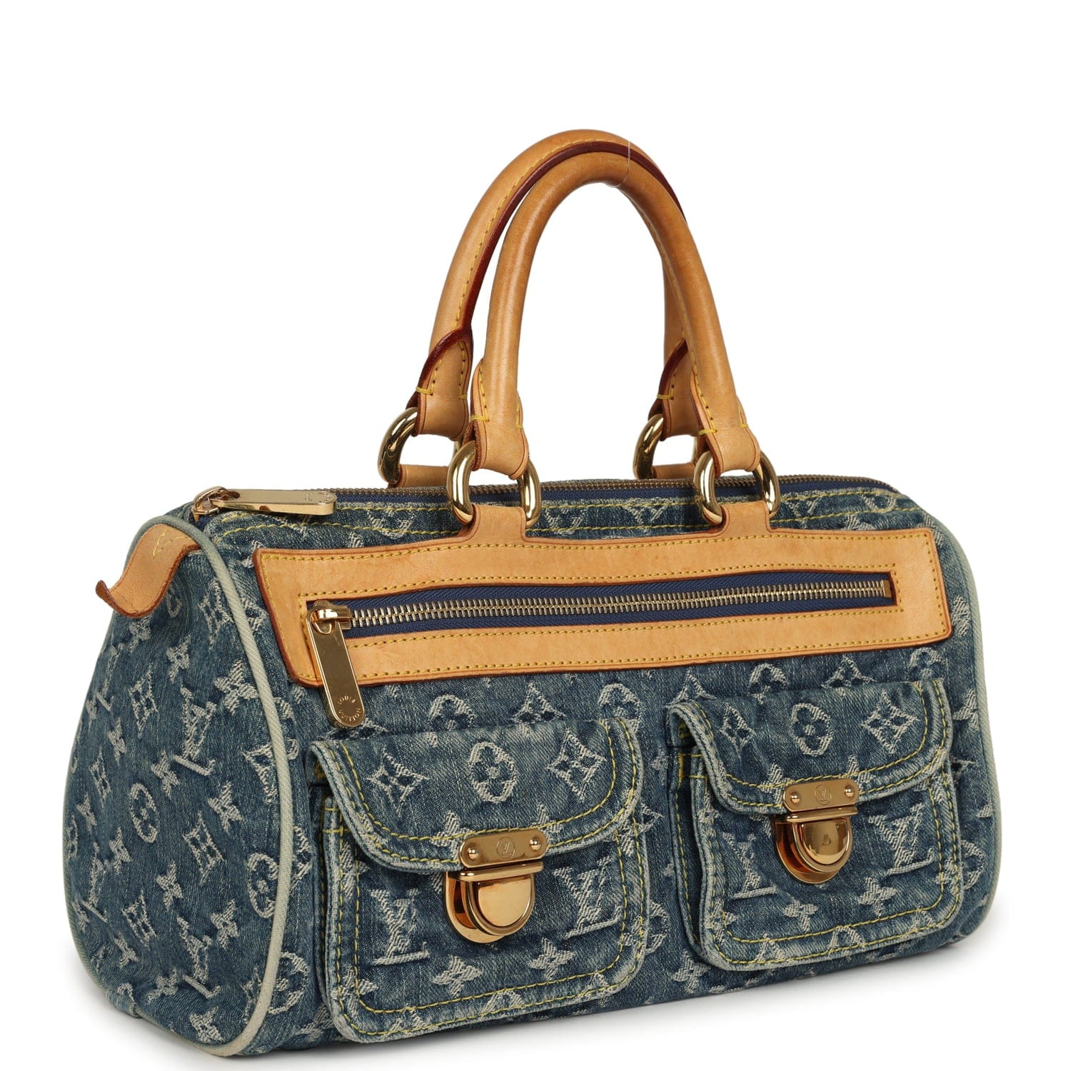Louis Vuitton Vintage Louis Vuitton Neo Speedy Blue Denim Monogram Gold Hardware