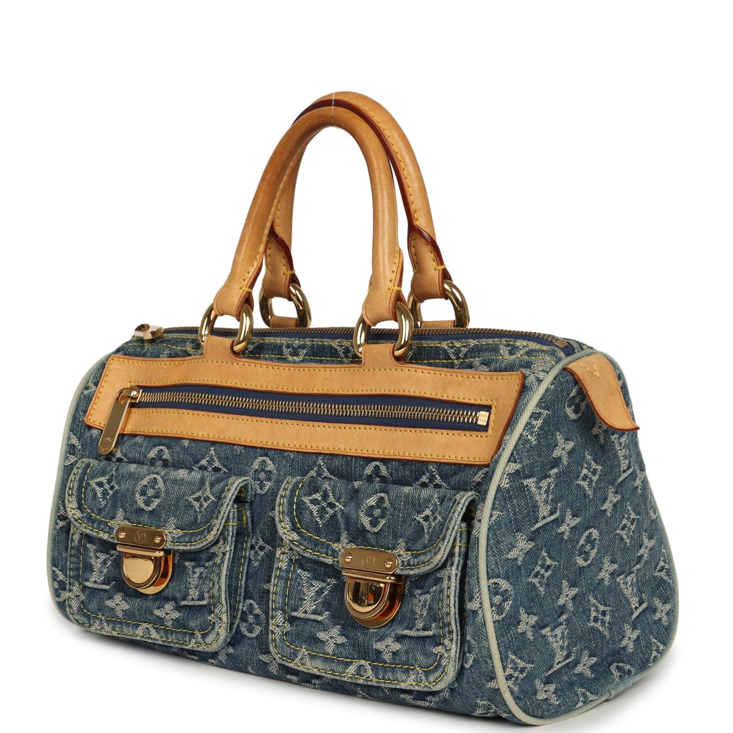 Louis Vuitton Vintage Louis Vuitton Neo Speedy Blue Denim Monogram Gold Hardware