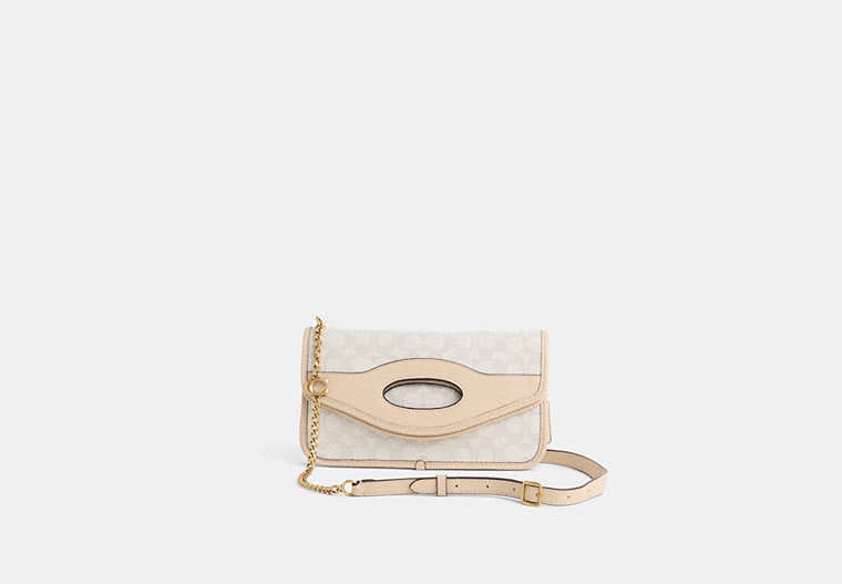 Coach Restored Foldover Cut Out Clutch Crossbody In Signature Jacquard