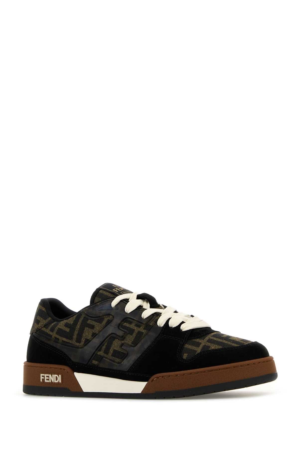 Fendi Logo Jacquard Colorblock Sneaker — Black