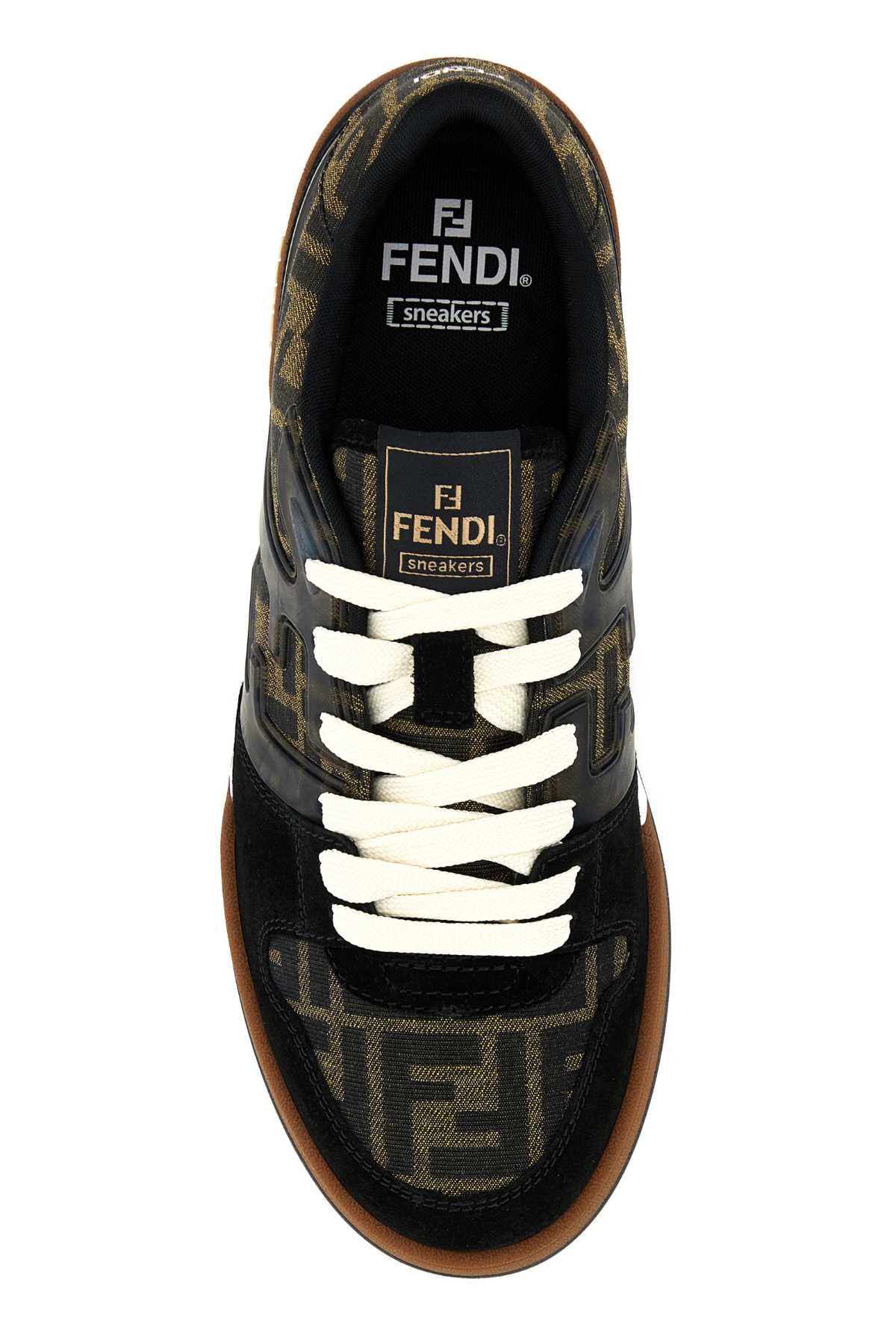 Fendi Logo Jacquard Colorblock Sneaker — Black