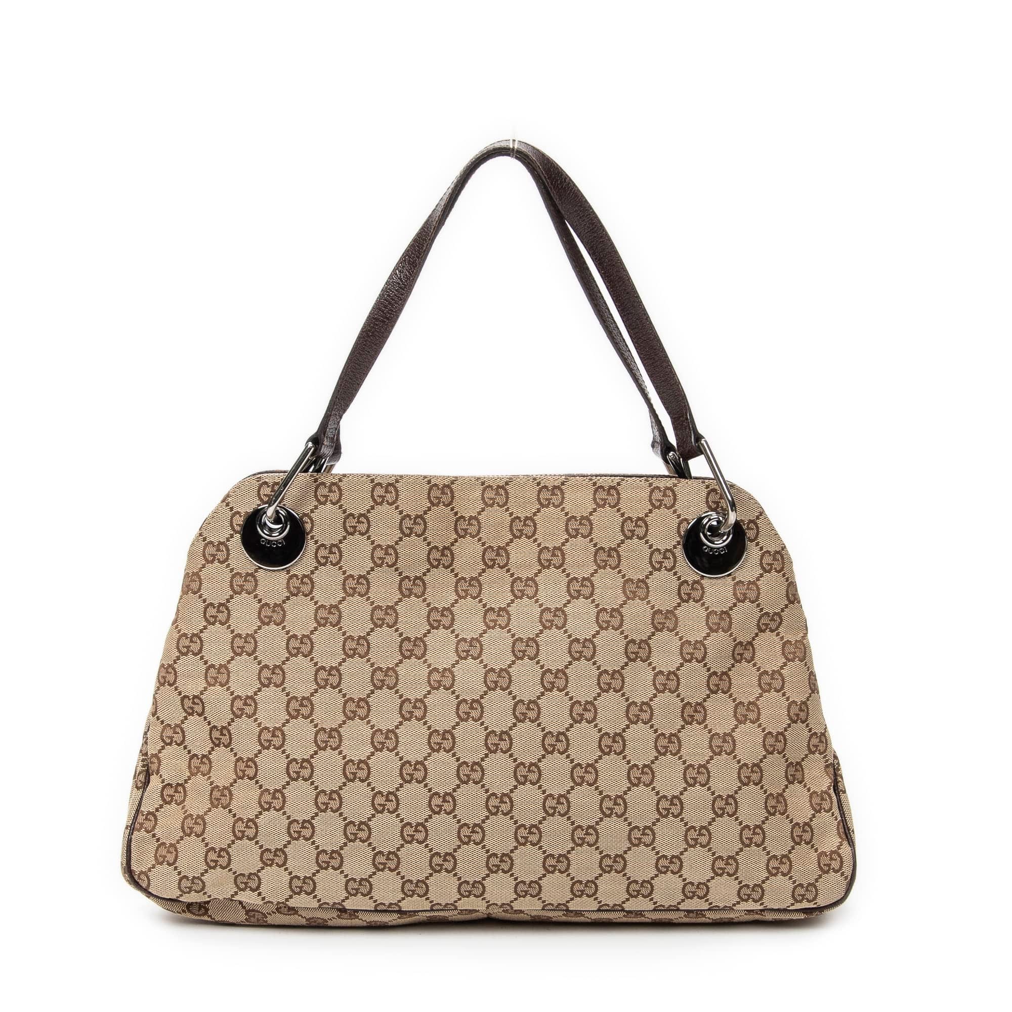 Gucci Beige/Dark Brown Canvas Medium Eclipse Tote ABC7110