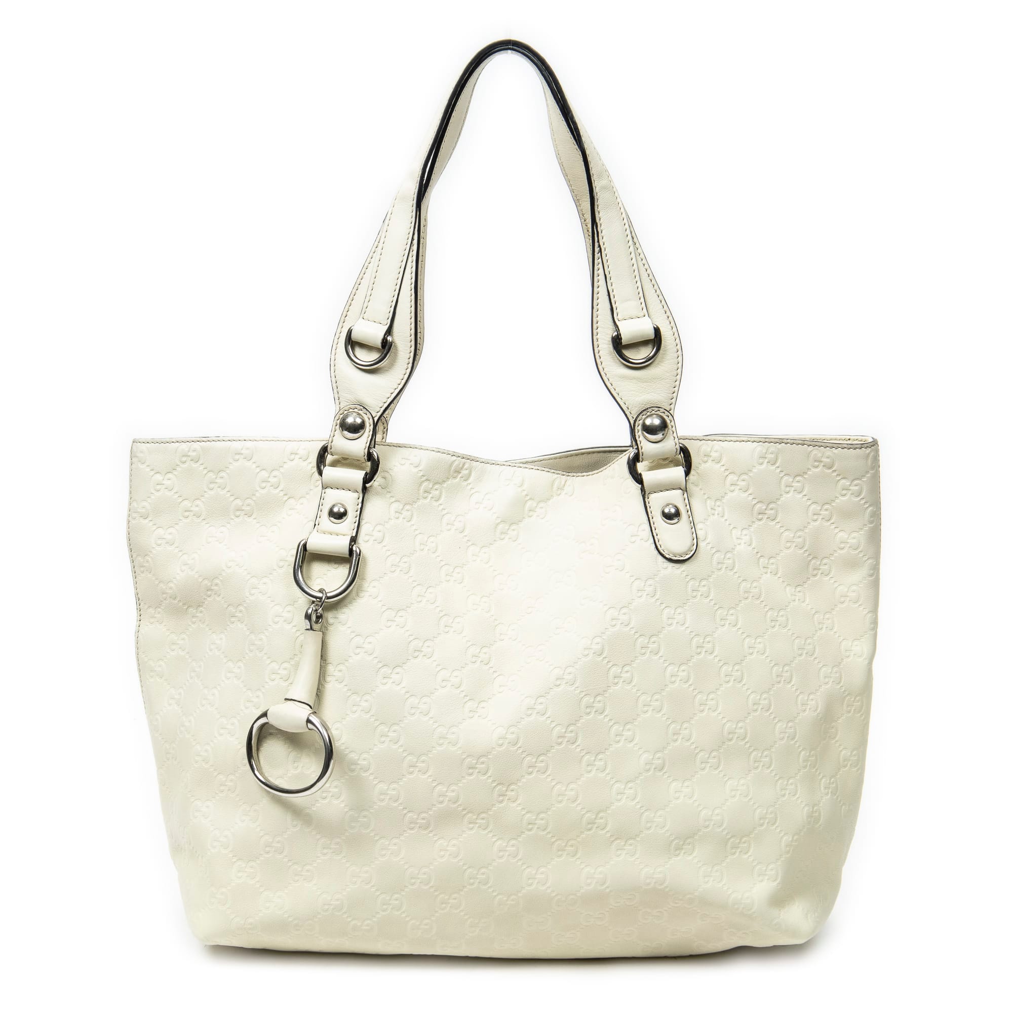 Gucci White Calf Leather Icon Bit Tote ABC3663