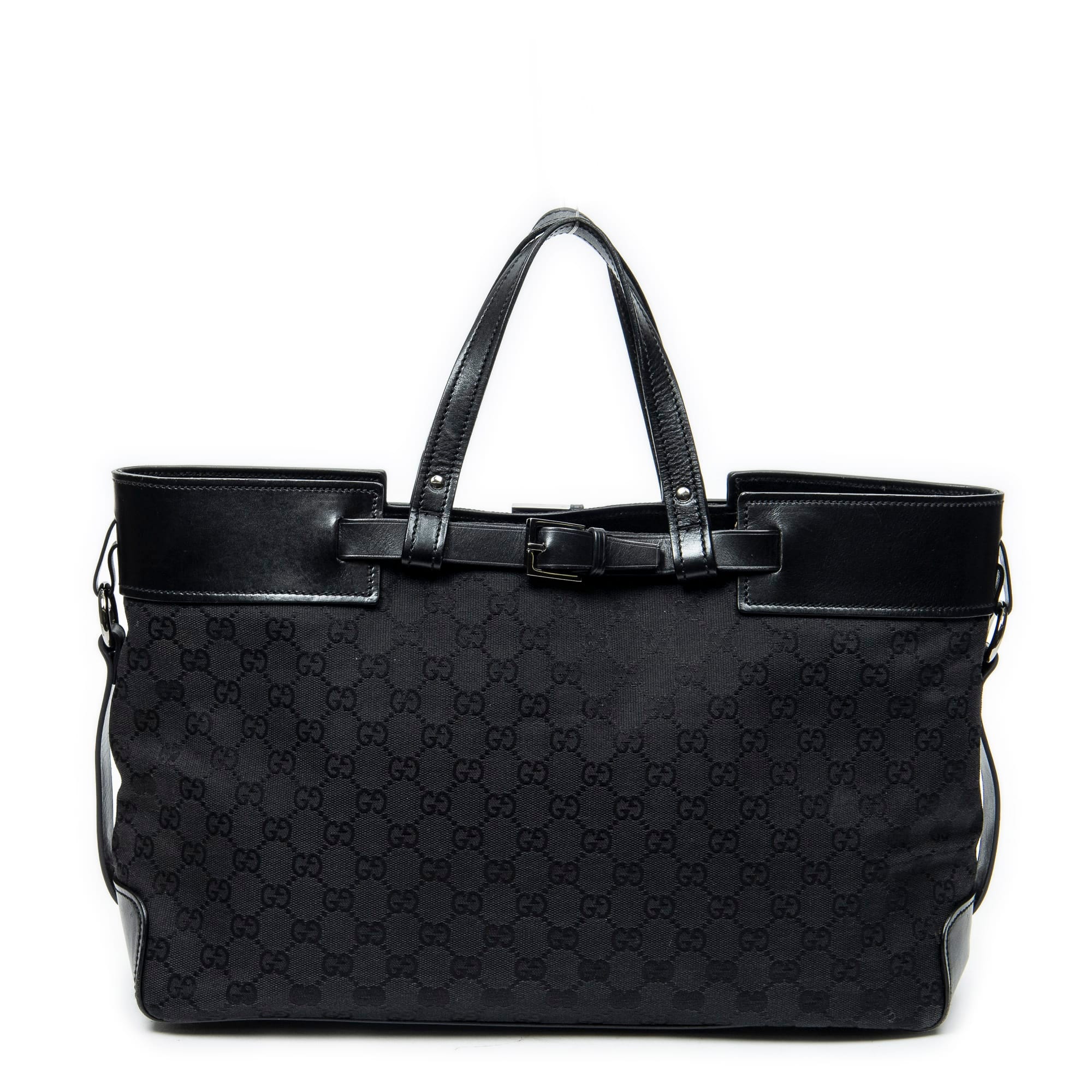 Gucci Black Canvas Horizontal Belt Tote ABC3848