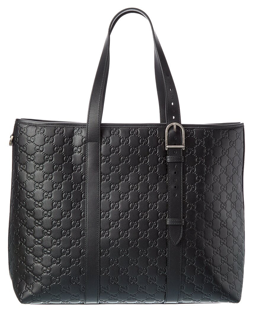Gucci Gg Emblem Large Leather Tote