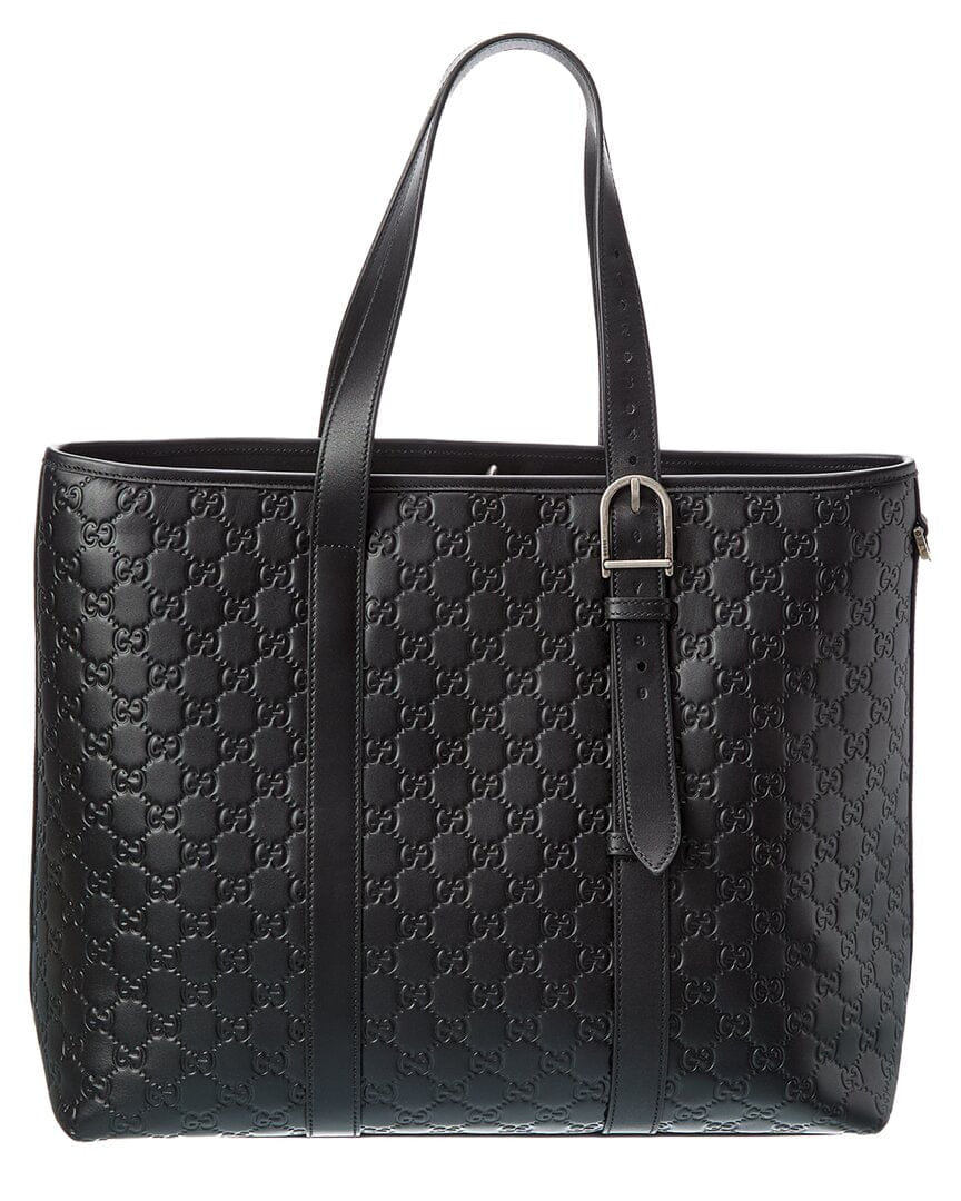 Gucci Gg Emblem Large Leather Tote