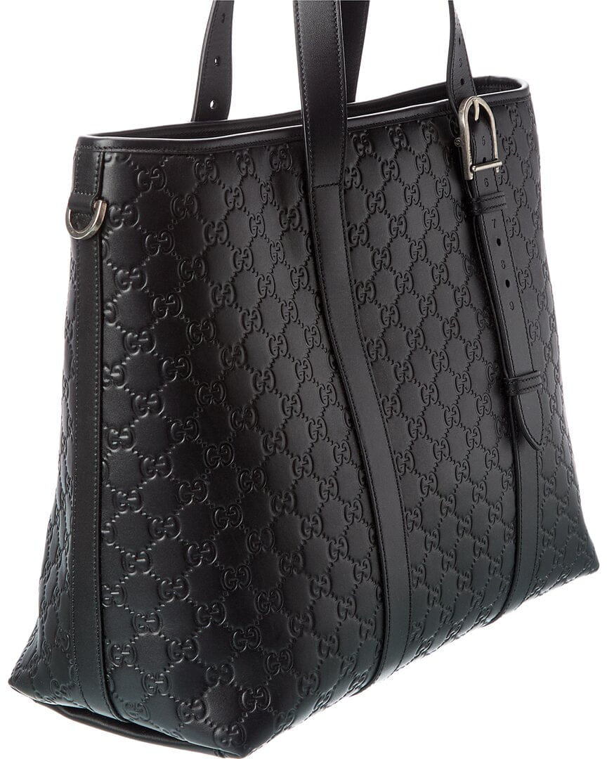 Gucci Gg Emblem Large Leather Tote