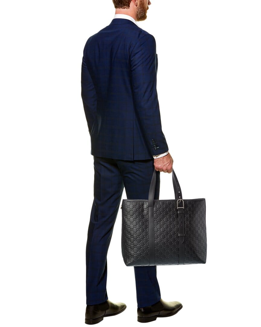 Gucci Gg Emblem Large Leather Tote