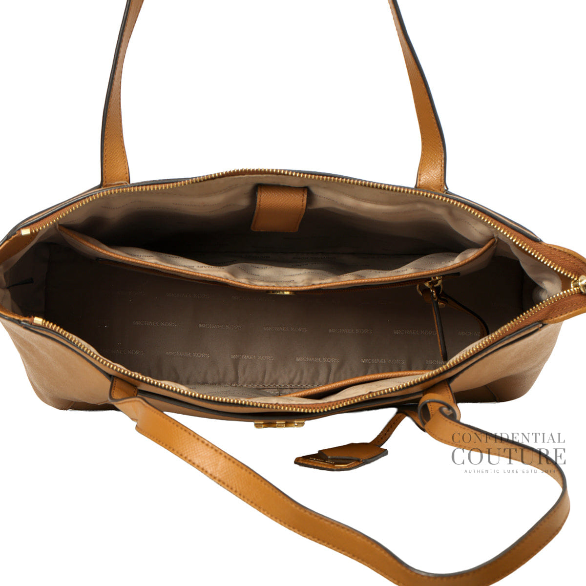 Michael Kors Tan Maddie Medium Leather Tote Bag