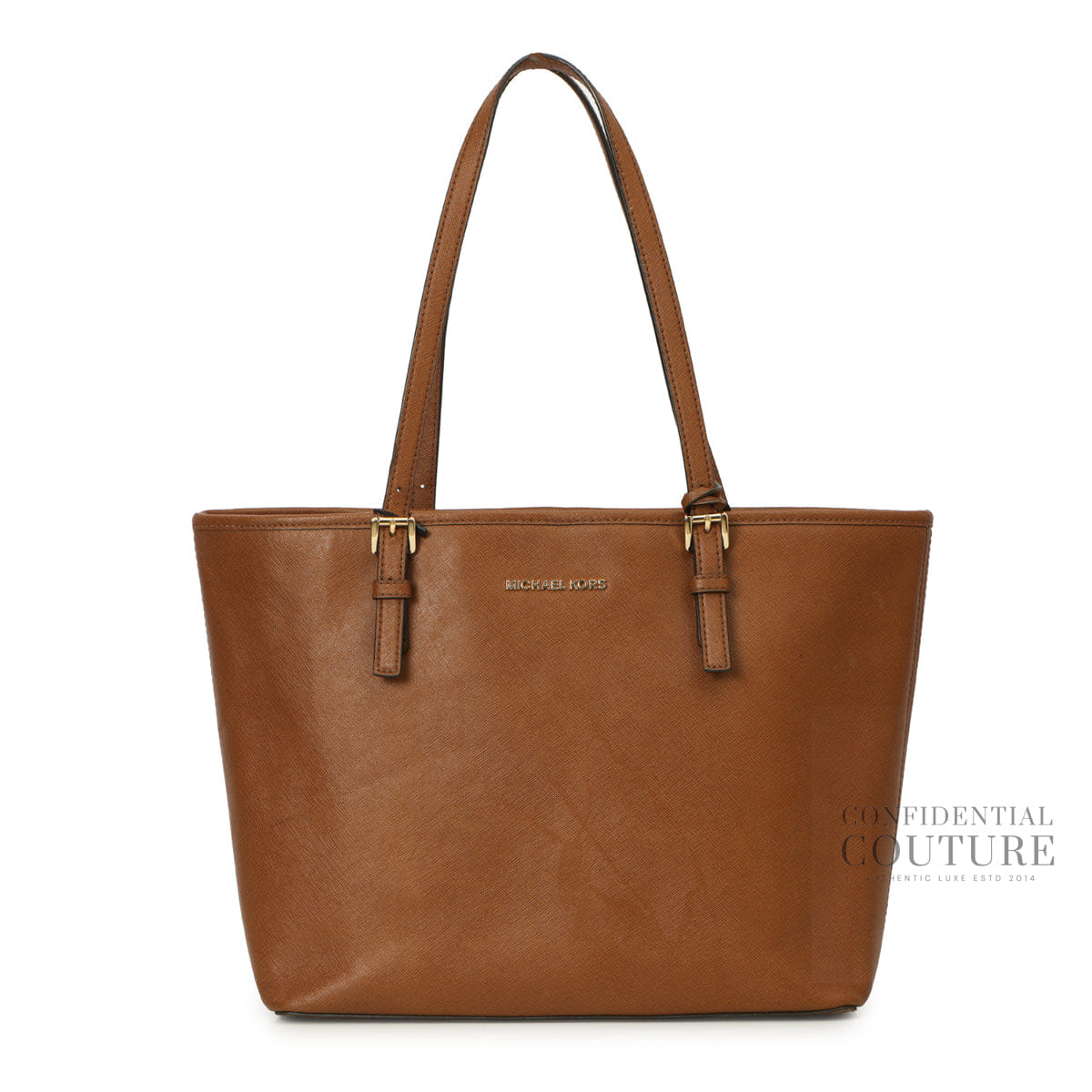 Michael Kors Quinn Large Top Zip Brown Tote Bag