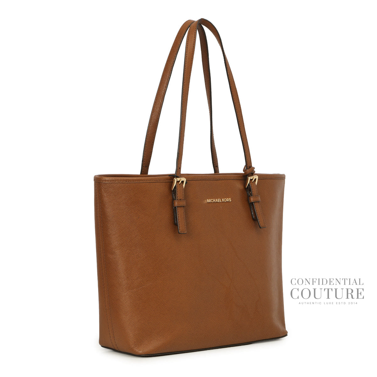 Michael Kors Quinn Large Top Zip Brown Tote Bag