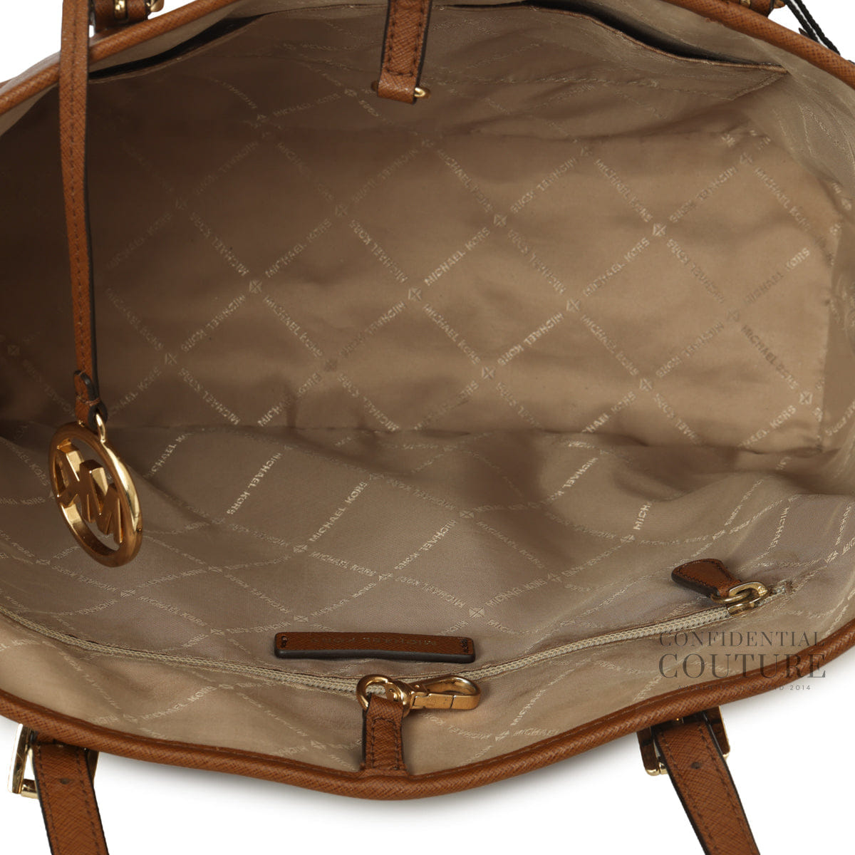 Michael Kors Quinn Large Top Zip Brown Tote Bag