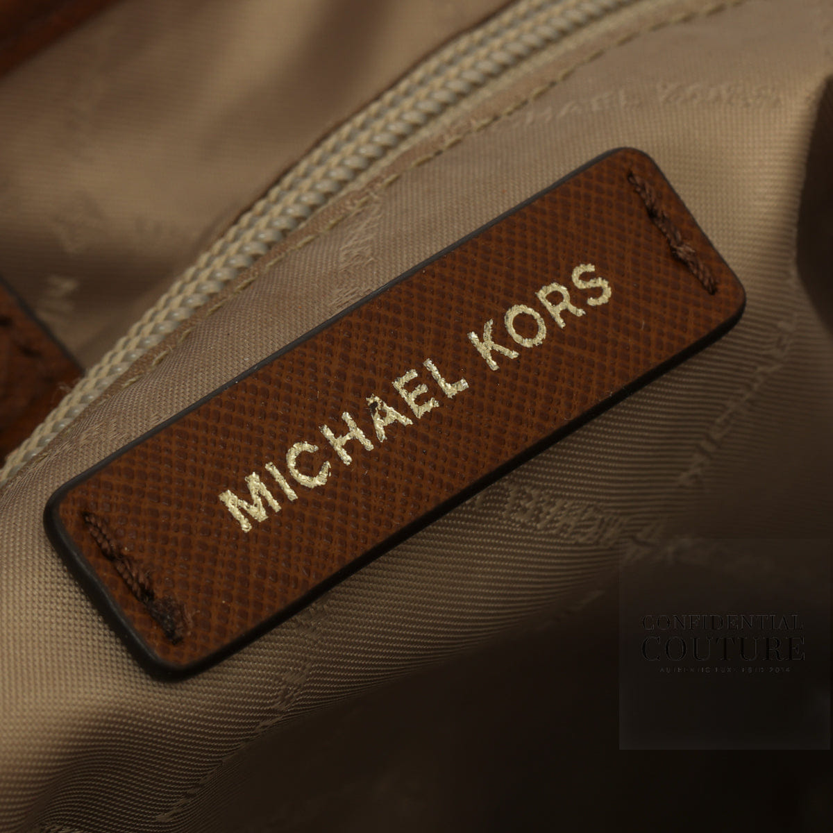 Michael Kors Quinn Large Top Zip Brown Tote Bag