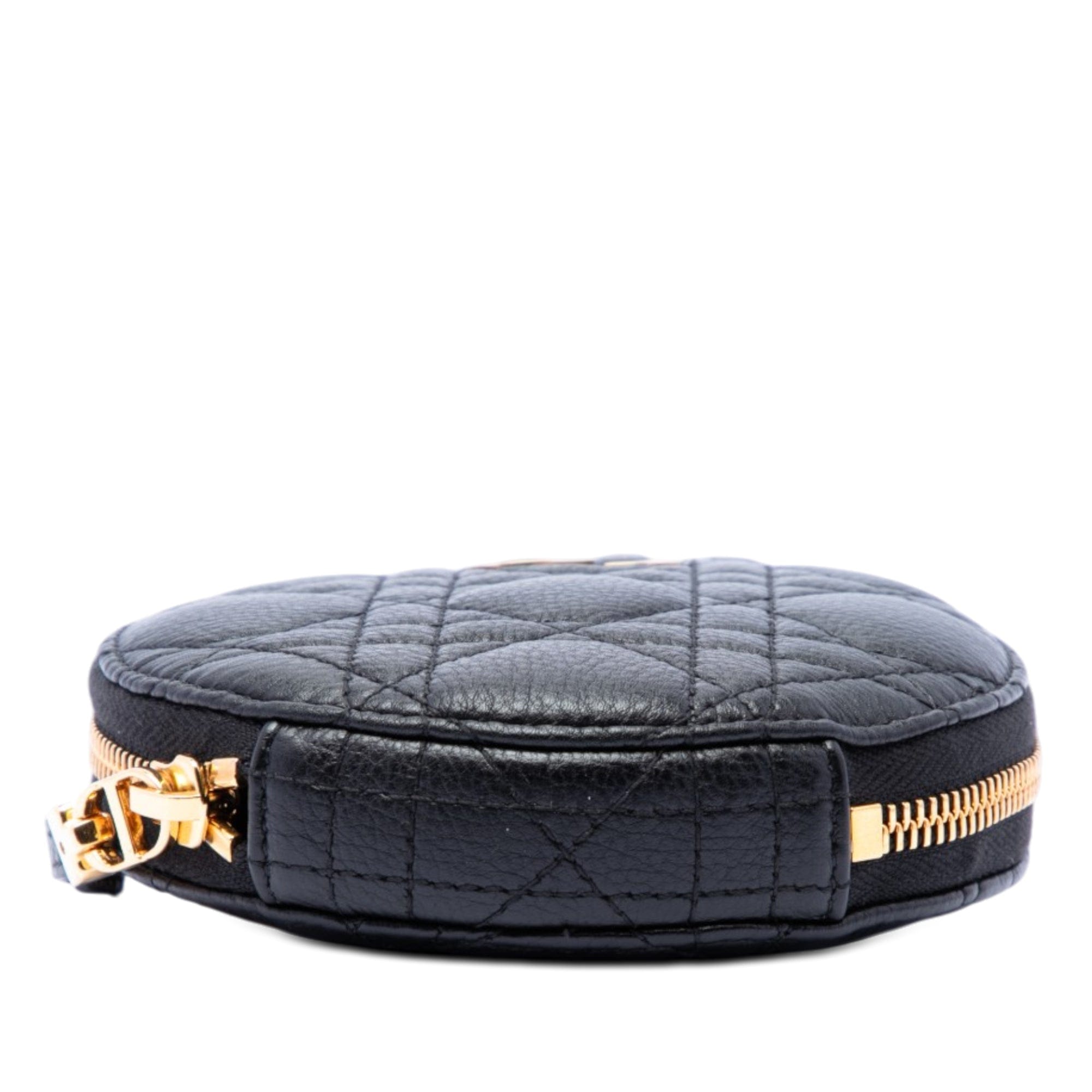 Dior Calfskin Cannage Round Caro Pouch with Chain