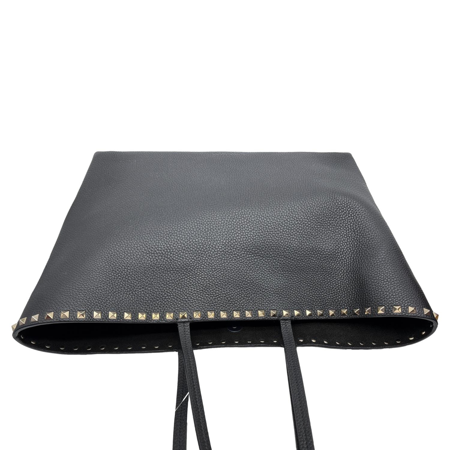VALENTINO Garavani Rockstud Grained Calfskin Leather Shopping Tote Black