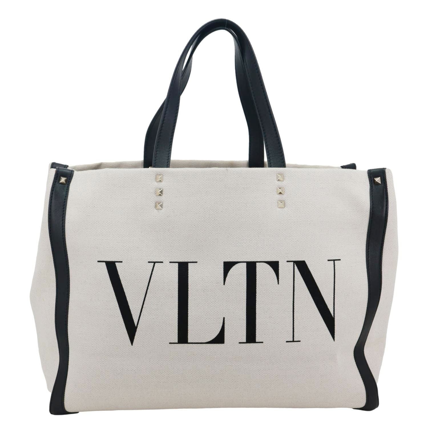 VALENTINO GARAVANI VLNT Small Canvas Tote Bag White