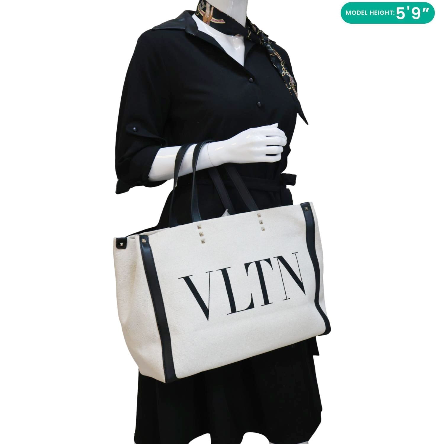 VALENTINO GARAVANI VLNT Small Canvas Tote Bag White