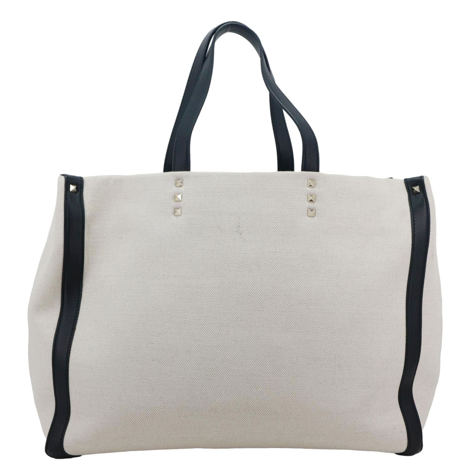 VALENTINO GARAVANI VLNT Small Canvas Tote Bag White