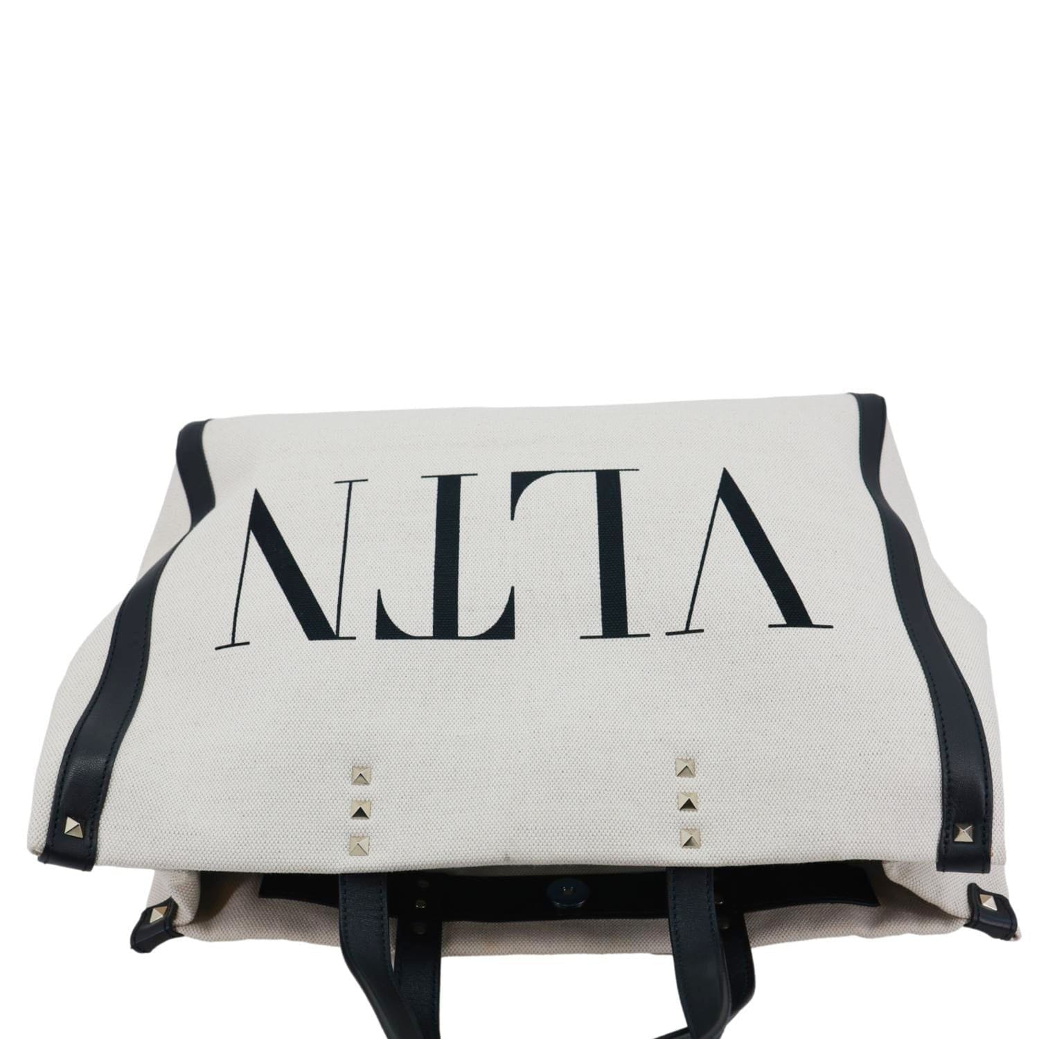 VALENTINO GARAVANI VLNT Small Canvas Tote Bag White